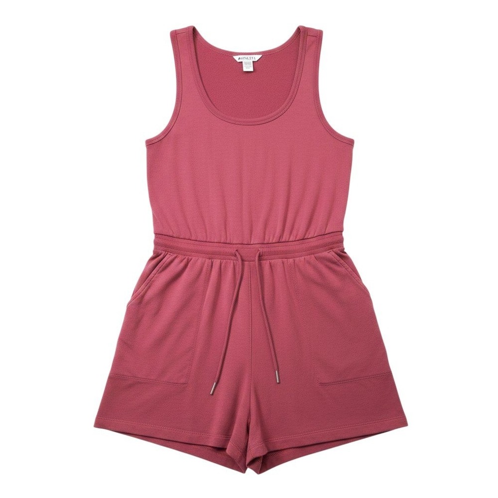 Athleta Balance Sleeveless Romper Womens MP Berry Rose Pink Tencel Modal Pockets